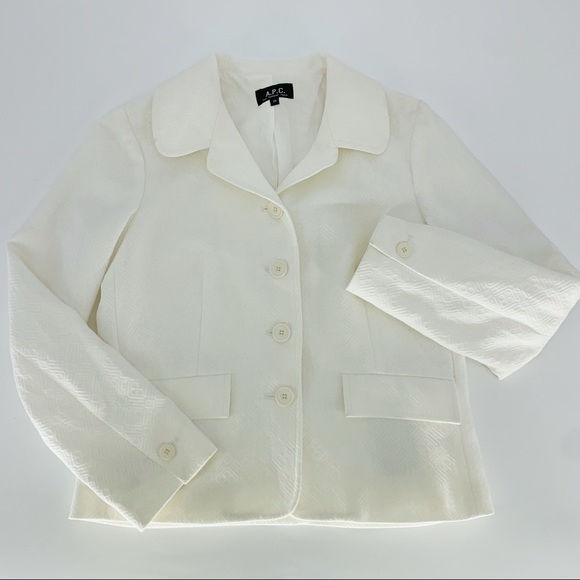 Shopbop A.P.C. White Textured Cotton Cropped Blazer 36 2 4 - Picture 5 of 9